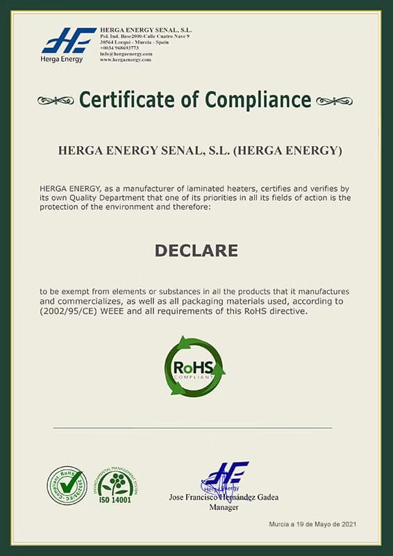 Certficado RoHS | HERGA ENERGY