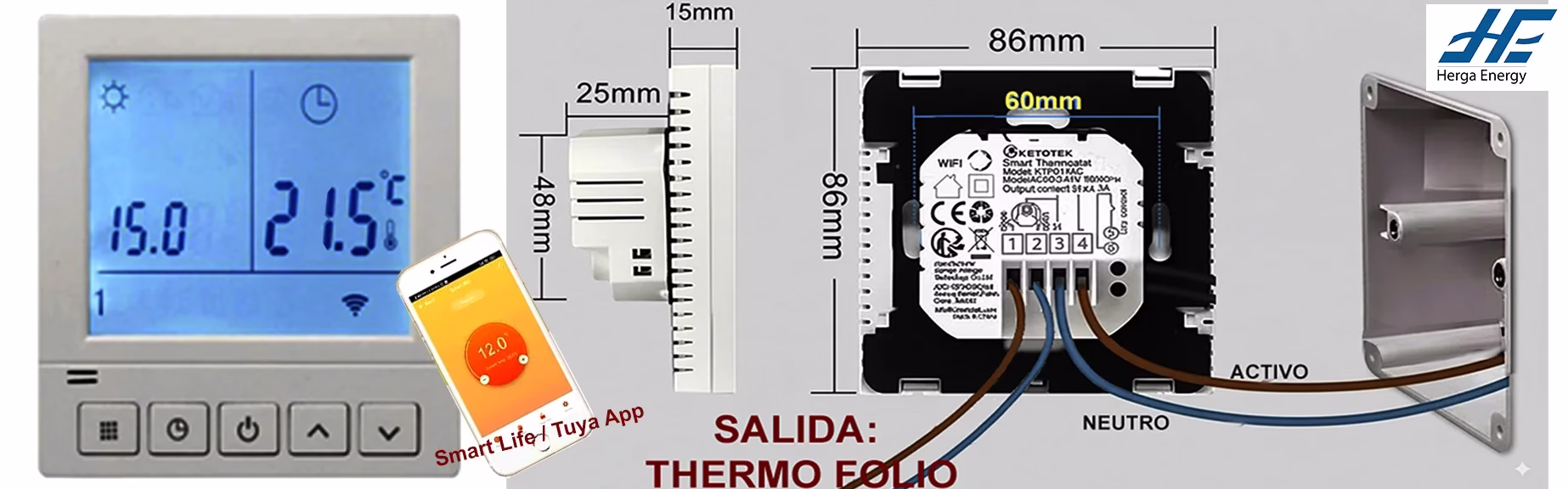 Conexión del termostato WIFI a la RED y la lámina HERGA ENERGY Conexión del termostato WIFI a la RED y la lámina HERGA ENERGY